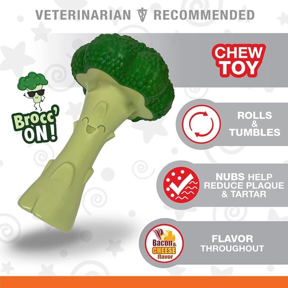 Broccoli Power Chew Toy for Dogs, Dog Toys for Aggressive Chewers, Bacon & Chees - Picture 3 of 14